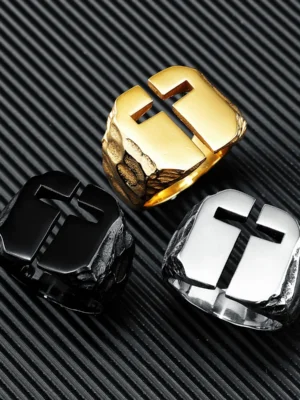 Hollow Cross Men Ring - Elevate Your Style with a Symbol of Faith