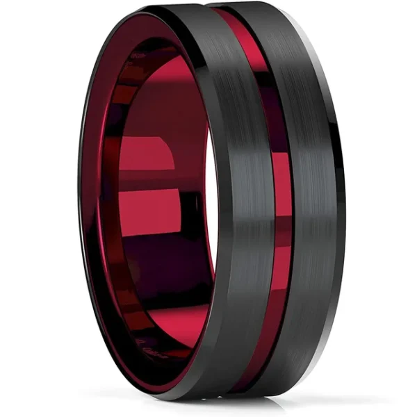 Men Rings Tungsten Groove Stainless Steel Ring for Timeless Style