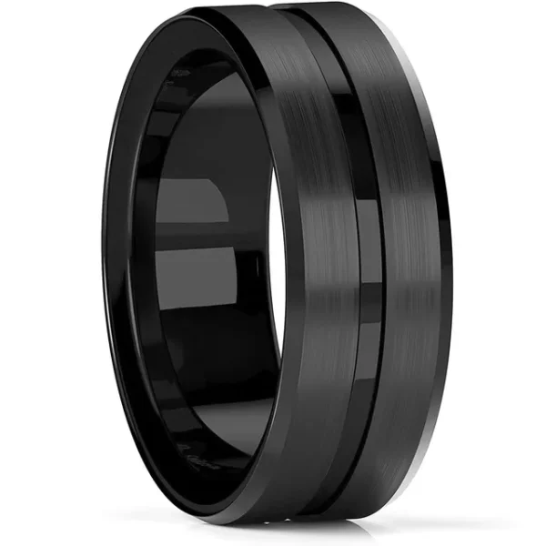 Men Rings Tungsten Groove Stainless Steel Ring for Timeless Style