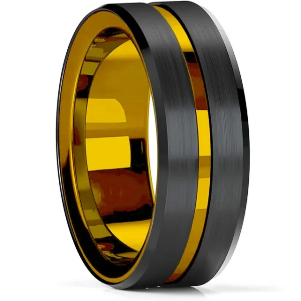 Men Rings Tungsten Groove Stainless Steel Ring for Timeless Style