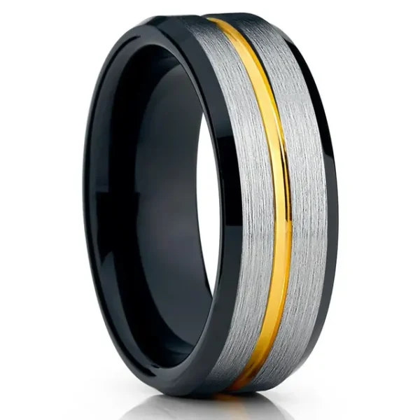 Men Rings Tungsten Groove Stainless Steel Ring for Timeless Style
