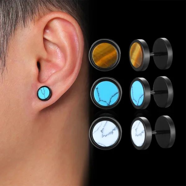 Mens Stud Earrings for Male Boy Daily Street Wear Jewelry Multi color Titanium Steel Small