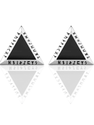 Mens Stud Earrings for Male Norse Viking Runes Triangle Titanium Stud Earrings for Men