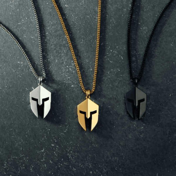 Necklace for Men Ancient Roman Spartan Helmet Mask Pendant Necklace Jewelry