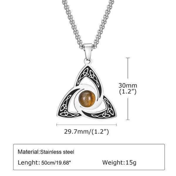 Necklace for Men Ethnic Celtic Knot Necklaces for Men Titanium Steel Tiger Eye Stone Charm Choker Collar