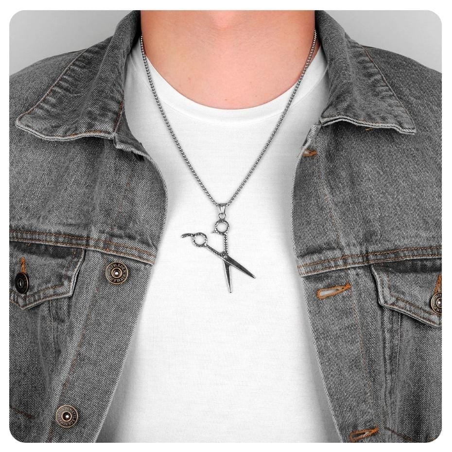 Necklace for Men Scissors Haircut Barber Men Necklaces Pendants Chain
