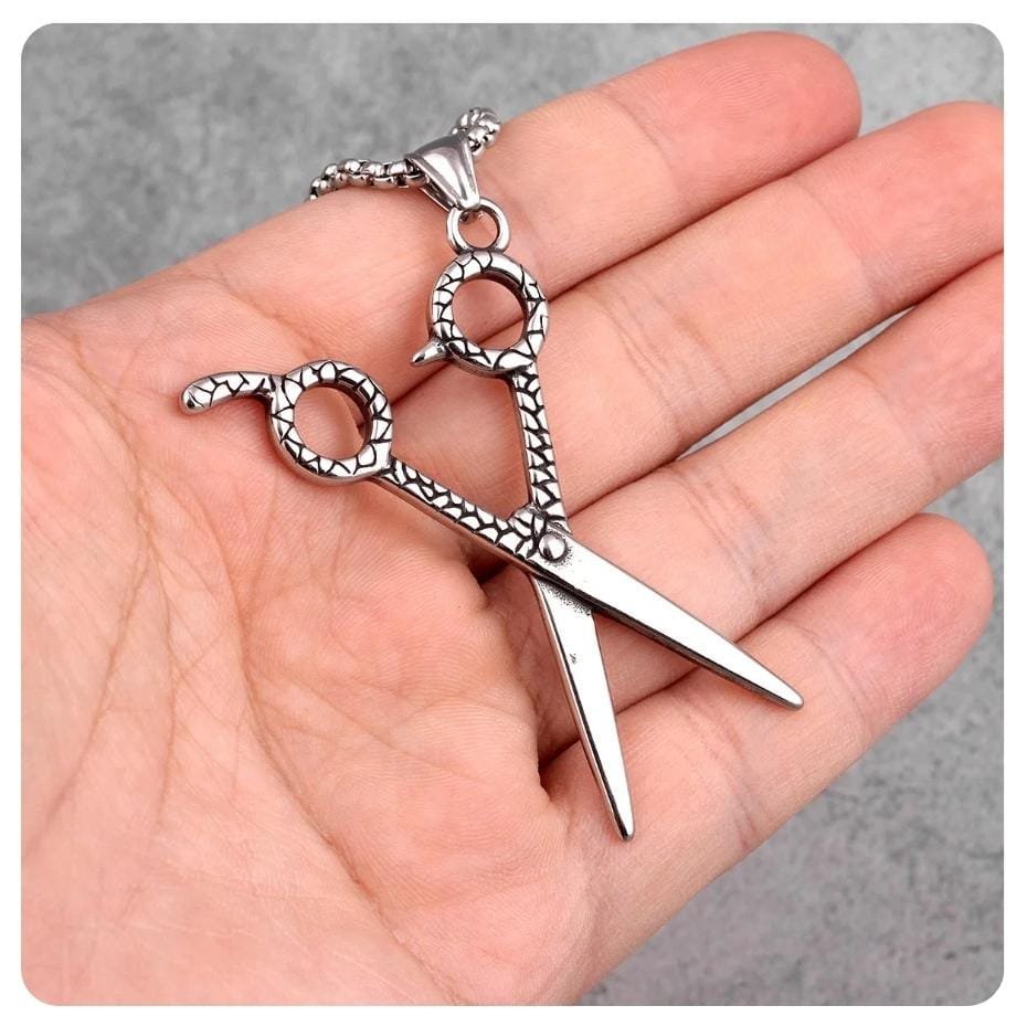 Necklace for Men Scissors Haircut Barber Men Necklaces Pendants Chain