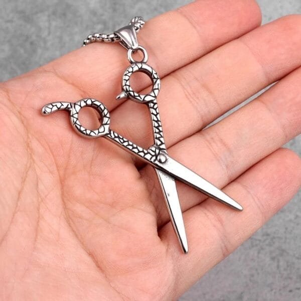 Necklace for Men Scissors Haircut Barber Men Necklaces Pendants Chain Punk for Boyfriend Male Stainless Steel Jewelry Creativity Gift