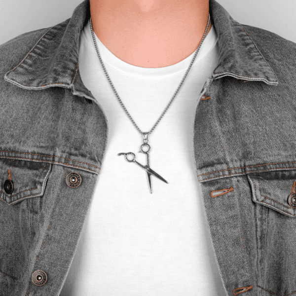 Necklace for Men Scissors Haircut Barber Men Necklaces Pendants Chain Punk for Boyfriend Male Stainless Steel Jewelry Creativity Gift