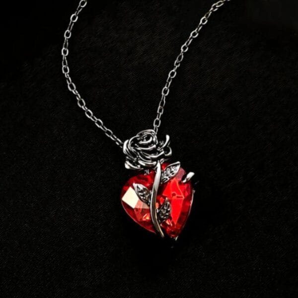 Necklace for Women Gothic Rose Red Love Necklace Women s Y2K Grunge Jewelry Dainty Silver Color