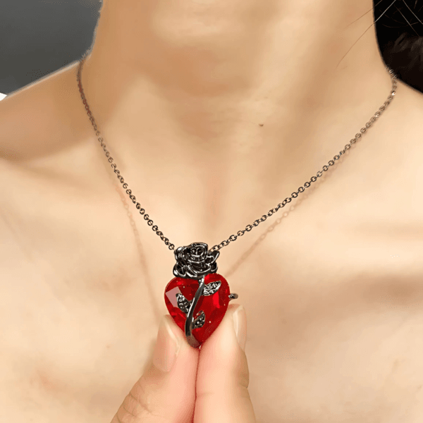 Necklace for Women Gothic Rose Red Love Necklace Women s Y2K Grunge Jewelry Dainty Silver Color