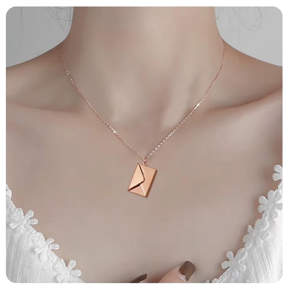 New Trendy Envelope Necklaces for Women Girls Jewelry Gold Color Titanuam Steel Email Pendant