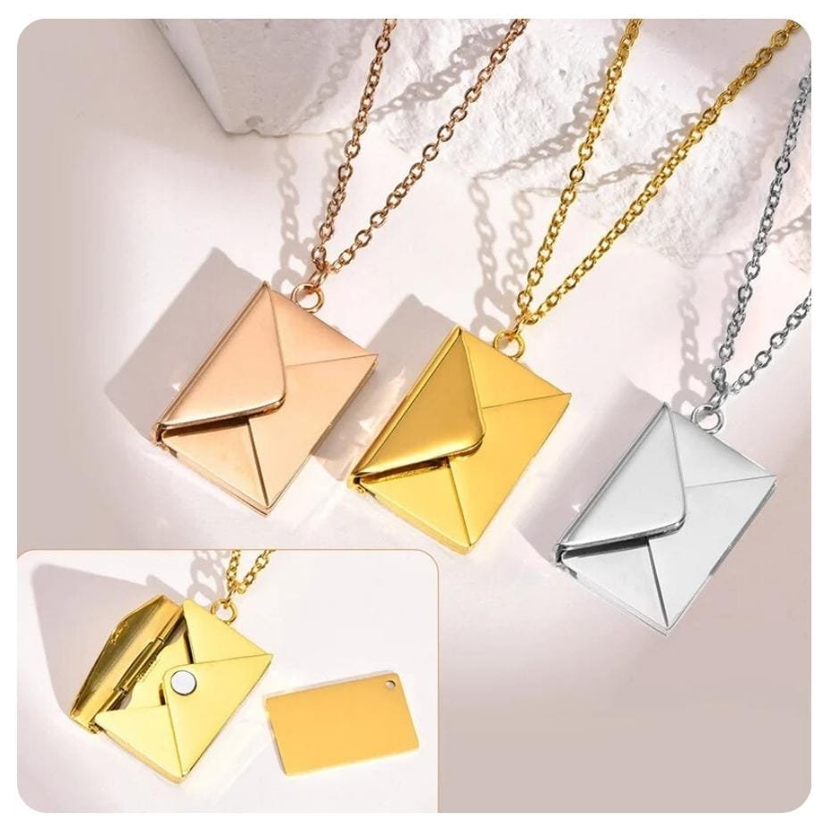 New Trendy Envelope Necklaces for Women Girls Jewelry Gold Color Titanuam Steel Email Pendant