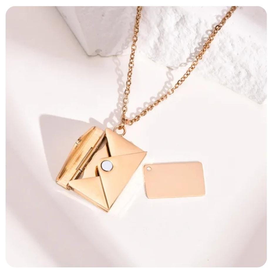 New Trendy Envelope Necklaces for Women Girls Jewelry Gold Color Titanuam Steel Email Pendant