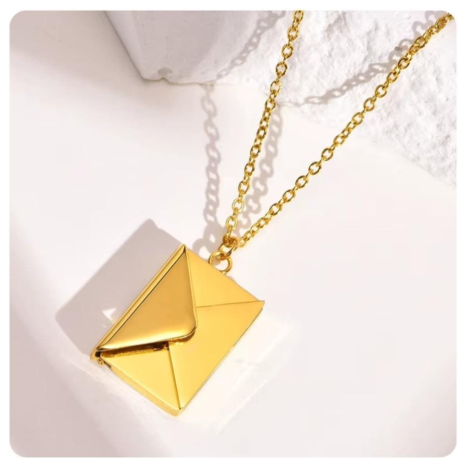 New Trendy Envelope Necklaces for Women Girls Jewelry Gold Color Titanuam Steel Email Pendant