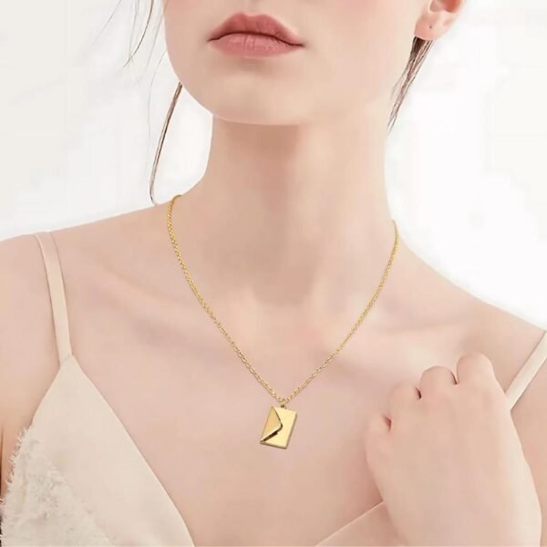 New Trendy Envelope Necklaces for Women Girls Jewelry Gold Color Titanuam Steel Email Pendant