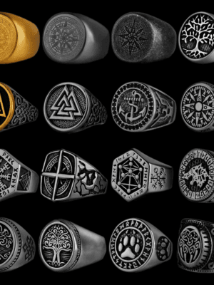 Viking Ring For Men Nordic Viking Stainless Steel Ring Anchor Compass Tree of Life Viking Rune Wolf