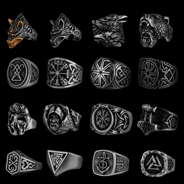 Viking Ring For Men Nordic Viking Stainless Steel Ring Anchor Compass Tree of Life Viking Rune Wolf