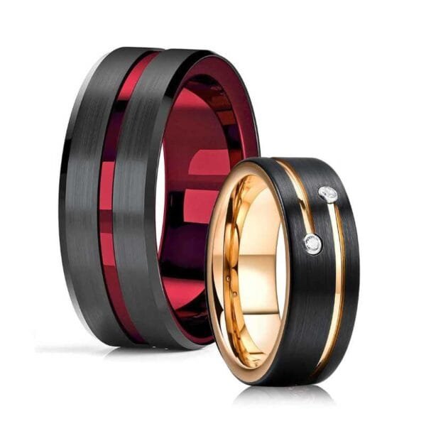 Men Rings Tungsten Groove Stainless Steel Ring for Timeless Style