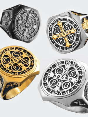 Rings For Men Catholic Saint Benedict Exorcism Amulet Men Rings Stainless Steel Women Jewelry Vintage Punk Fashion Accessories Gift Ring store