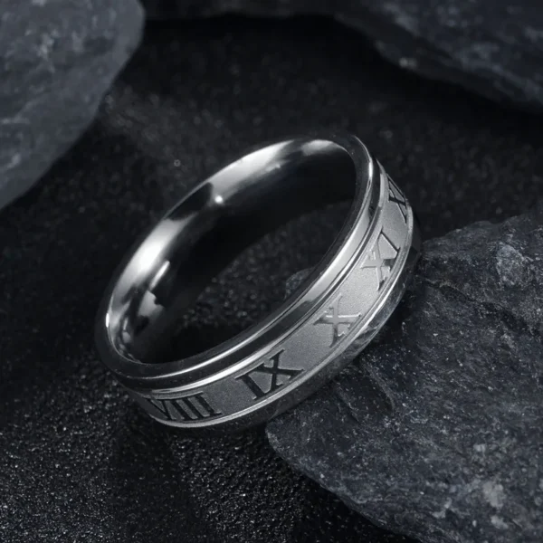 Modern Ring Vintage Roman Numbers Ring Temperament Fashion 6mm Width