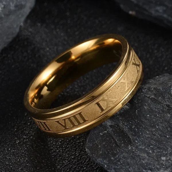 Modern Ring Vintage Roman Numbers Ring Temperament Fashion 6mm Width