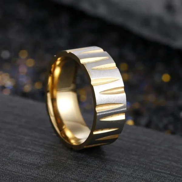 Rainbow Color Titanium Steel Groove V Ring For Men
