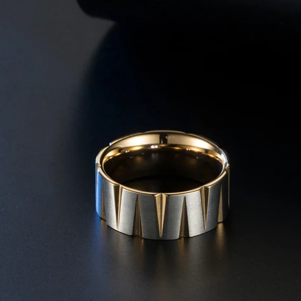Rainbow Color Titanium Steel Groove V Ring For Men