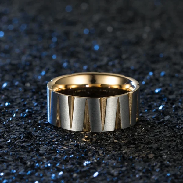 Rainbow Color Titanium Steel Groove V Ring For Men
