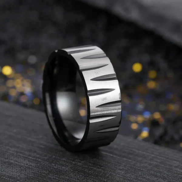 Rainbow Color Titanium Steel Groove V Ring For Men