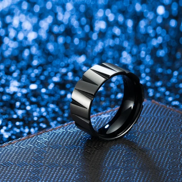 Rainbow Color Titanium Steel Groove V Ring For Men