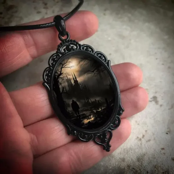 Gothic Vampire Owl Cameo Necklace Women Men Fashion Pagan Witch Jewelry Accessories Gift