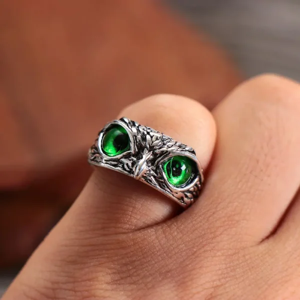 Wisdom Owl Rings Vintage Owl Rings For Women Men Design Multicolor Owl Eye Finger Rings Silver Color Adjustable Opening