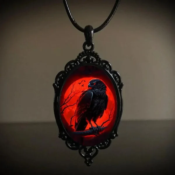 Gothic Vampire Owl Cameo Necklace Women Men Fashion Pagan Witch Jewelry Accessories Gift