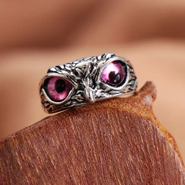 Wisdom Owl Rings Vintage Owl Rings For Women Men Design Multicolor Owl Eye Finger Rings Silver Color Adjustable Opening