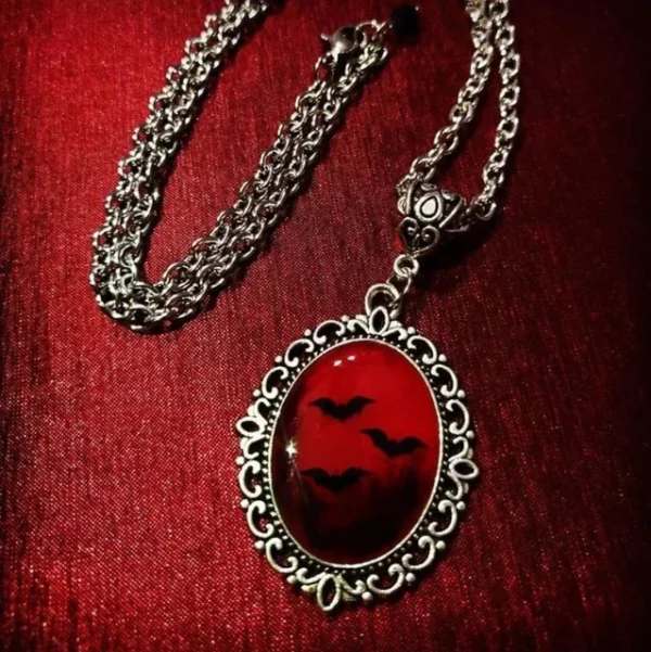 Gothic Vampire Owl Cameo Necklace Women Men Fashion Pagan Witch Jewelry Accessories Gift