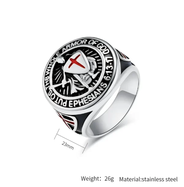 Titanium Ring vintage-templar-shield ring for men