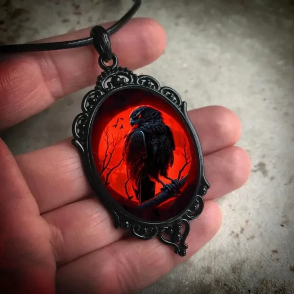 Gothic Vampire Owl Cameo Necklace Women Men Fashion Pagan Witch Jewelry Accessories Gift