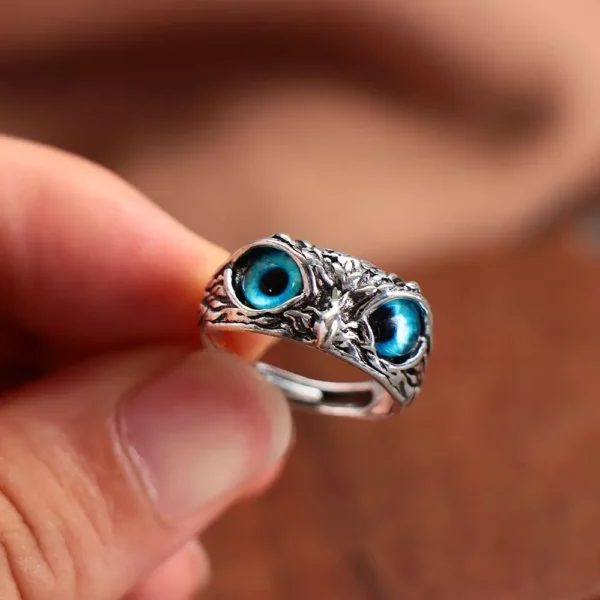 Wisdom Owl Rings Vintage Owl Rings For Women Men Design Multicolor Owl Eye Finger Rings Silver Color Adjustable Opening