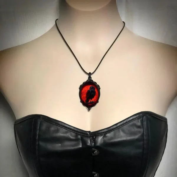Gothic Vampire Owl Cameo Necklace Women Men Fashion Pagan Witch Jewelry Accessories Gift