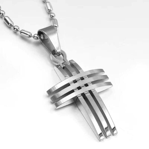 Croos Necklace 2025 Modern Style Stainless Steel Cross Pendant Necklace Perfect Party and Birthday Gift (1)