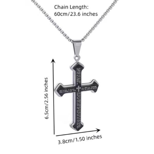 Croos Necklace 2025 Vintage Christian Bible Text Titanium Steel Cross Necklace for Men Perfect Party and Birthday Gift