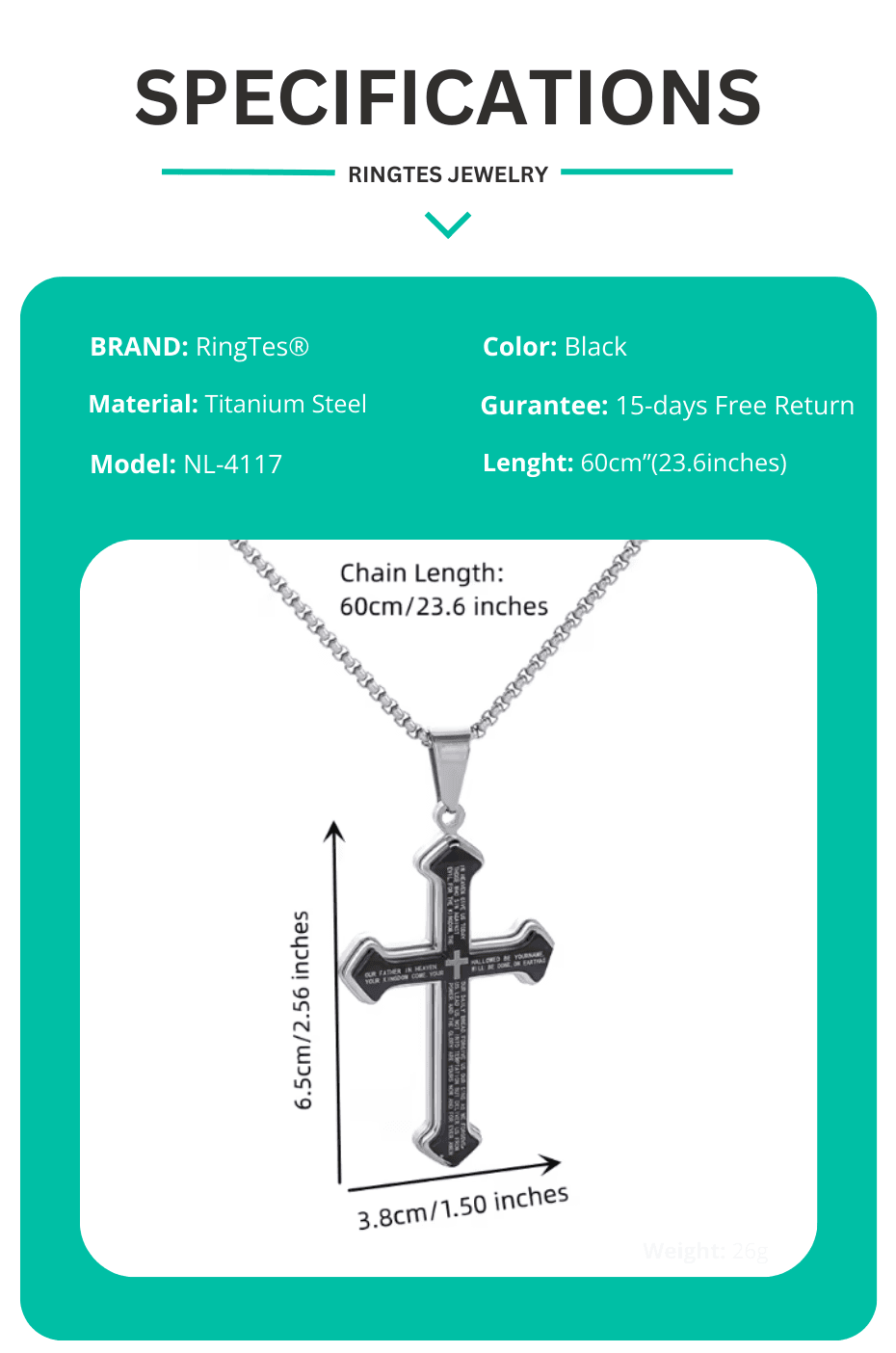 Croos Necklace 2025 Vintage Christian Bible Text Titanium Steel Cross Necklace for Men Perfect Party and Birthday Gift 