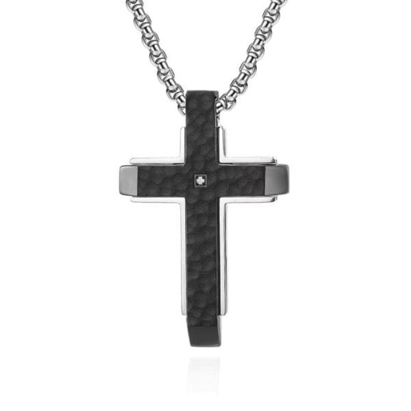 Croos Necklace 2025 Cool Two-Tone Titanium Steel Cross Necklace for Men Perfect Party and Birthday Gift