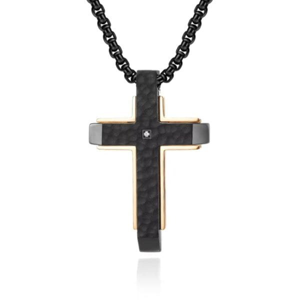 Croos Necklace 2025 Cool Two-Tone Titanium Steel Cross Necklace for Men Perfect Party and Birthday Gift