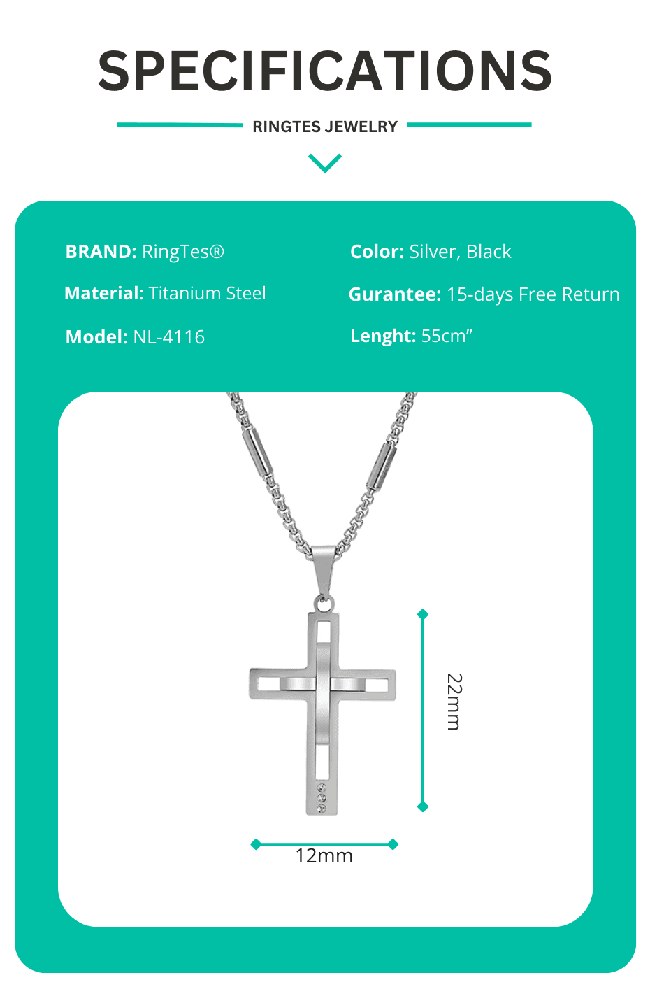 Croos Necklace 2025 Fashionable Titanium Steel Cross Necklace for Men Perfect Party and Birthday Gift