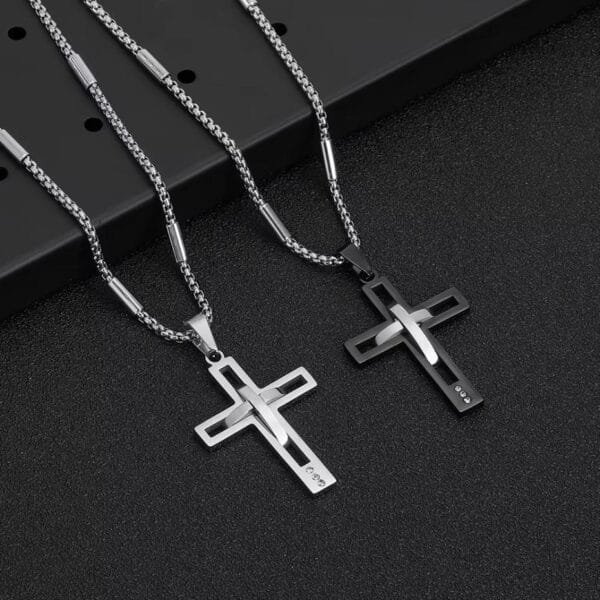 Croos Necklace 2025 Fashionable Titanium Steel Cross Necklace for Men Perfect Party and Birthday Gift