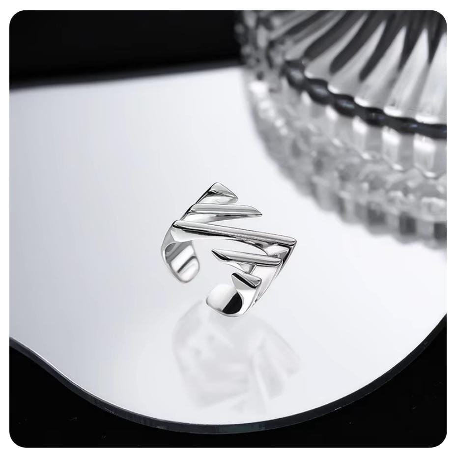 Women Ring BF CLUB 925 Sterling Silver Geometric Strip Rings for Women Fashion Geometric Handmade Irregular Strip Ring Party Christmas Gift