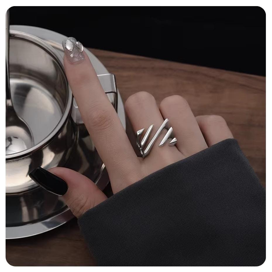 Women Ring BF CLUB 925 Sterling Silver Geometric Strip Rings for Women Fashion Geometric Handmade Irregular Strip Ring Party Christmas Gift