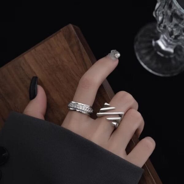 Women Ring BF CLUB 925 Sterling Silver Geometric Strip Rings for Women Fashion Geometric Handmade Irregular Strip Ring Party Christmas Gift